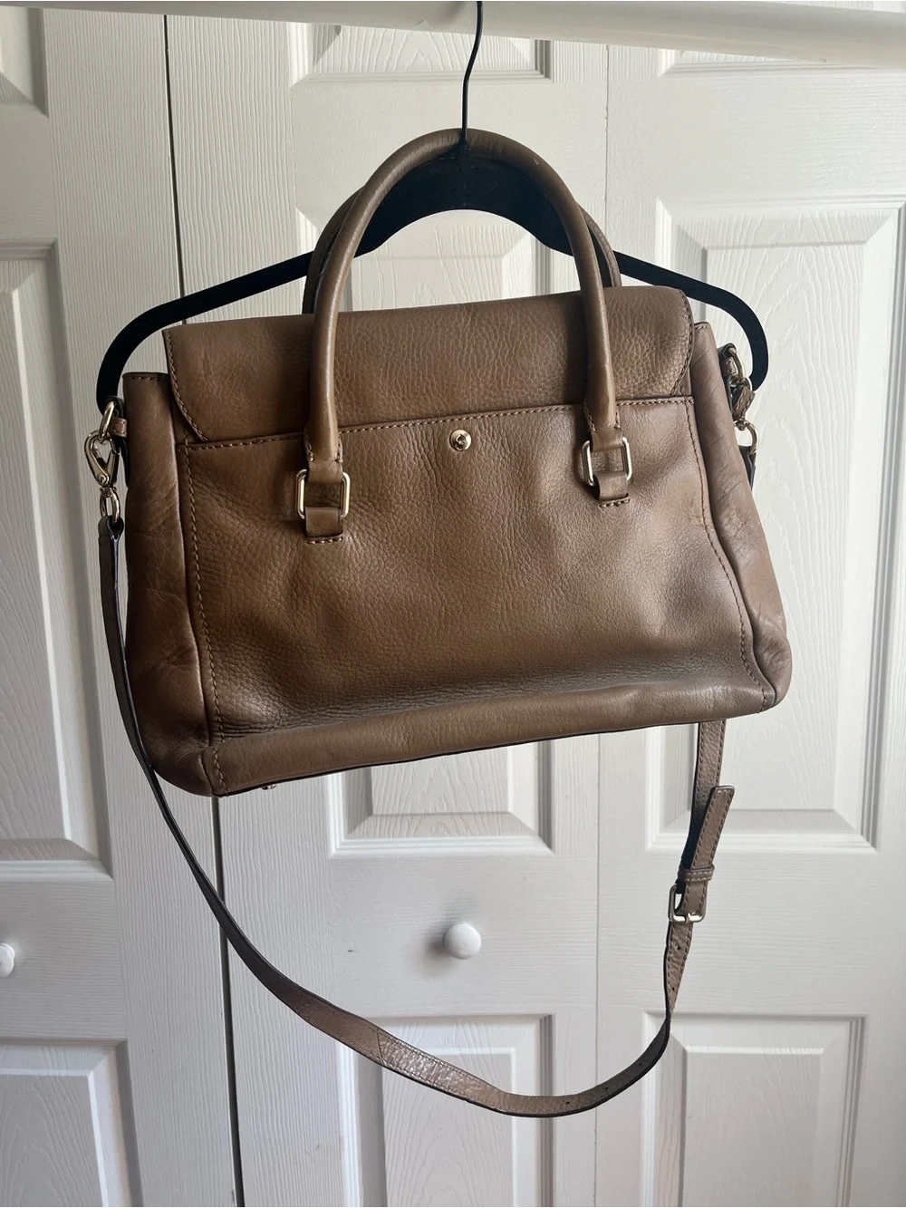 Kate Spade New York brown purse with handles strap buckle